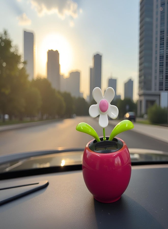 Sluswallow Rose Red Solar Dancing Flower Car Dashboard Decorations - Funny Solar Powered Dancing Flower Pot Flower Swinging Toy for Car Decor Funny Gifts, Solar Power Kits - Image 2